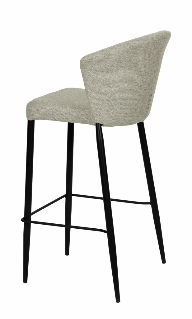 Tabouret Nils tissu prémium et métal noir hauteur 75 cm-empilable