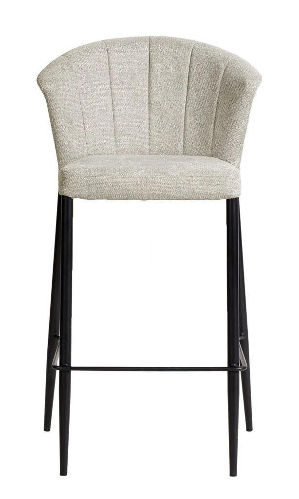 Tabouret Nils tissu prémium et métal noir hauteur 75 cm-empilable