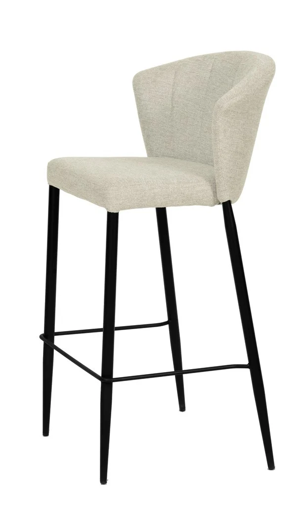 Tabouret Nils tissu prémium et métal noir hauteur 75 cm-empilable