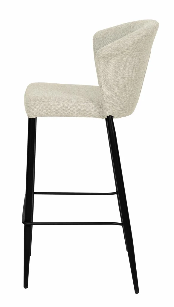 Tabouret Nils tissu prémium et métal noir hauteur 75 cm-empilable