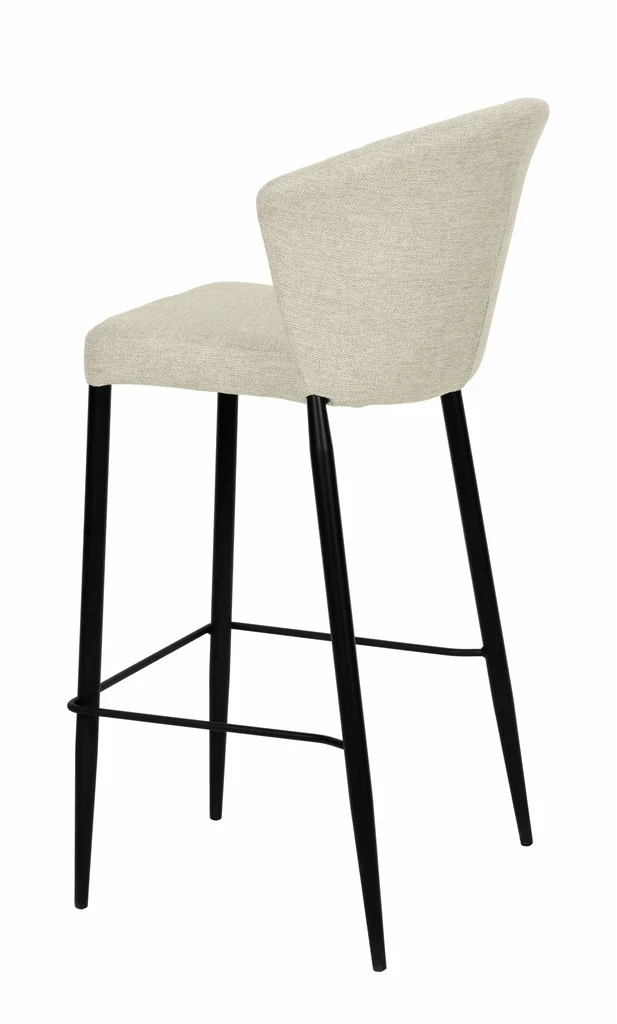 Tabouret Nils tissu prémium et métal noir hauteur 75 cm-empilable