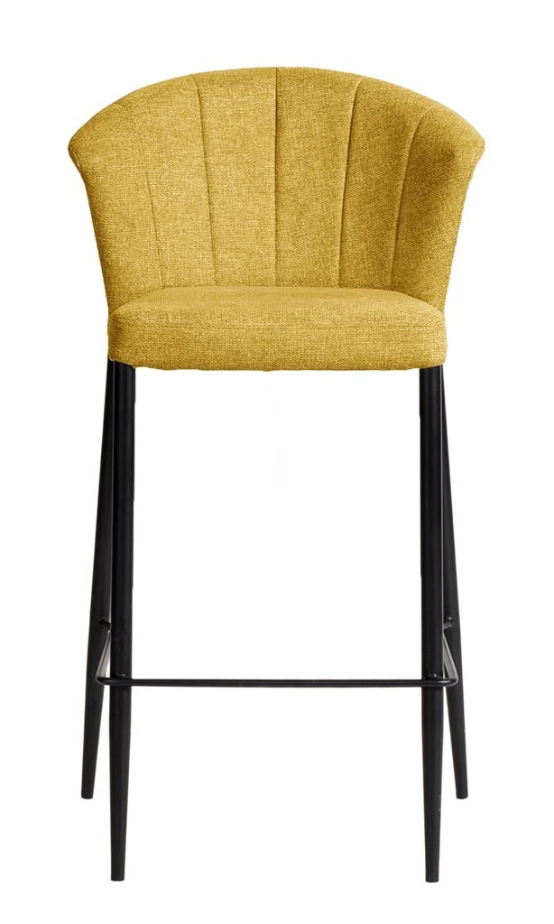 Tabouret Nils tissu prémium et métal noir hauteur 75 cm-empilable