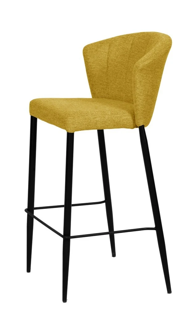 Tabouret Nils tissu prémium et métal noir hauteur 75 cm-empilable