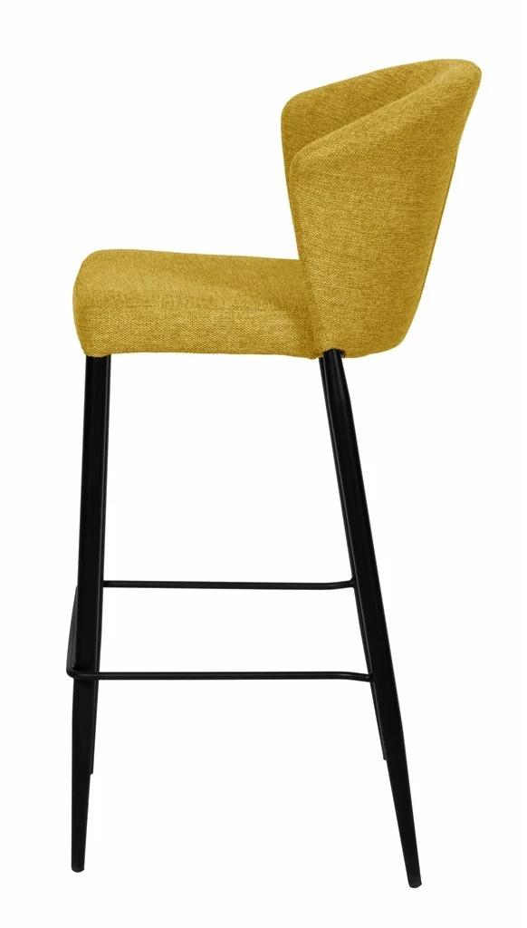 Tabouret Nils tissu prémium et métal noir hauteur 75 cm-empilable