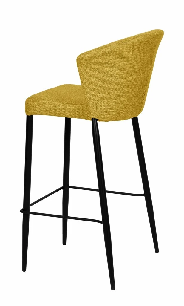 Tabouret Nils tissu prémium et métal noir hauteur 75 cm-empilable