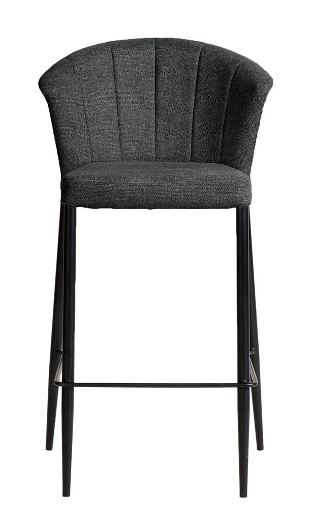 Tabouret Nils tissu prémium et métal noir hauteur 75 cm-empilable