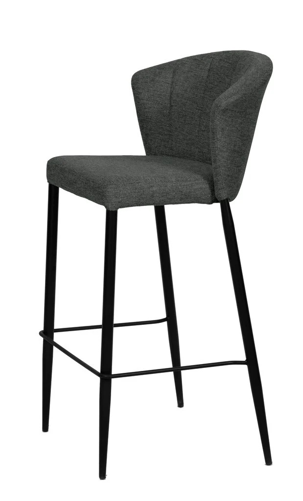 Tabouret Nils tissu prémium et métal noir hauteur 75 cm-empilable