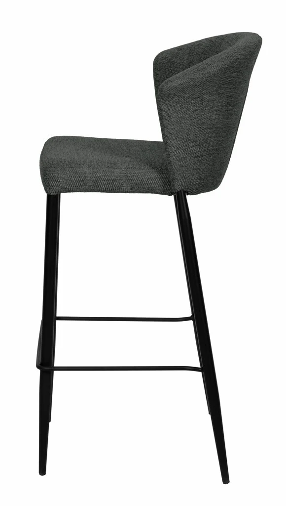 Tabouret Nils tissu prémium et métal noir hauteur 75 cm-empilable