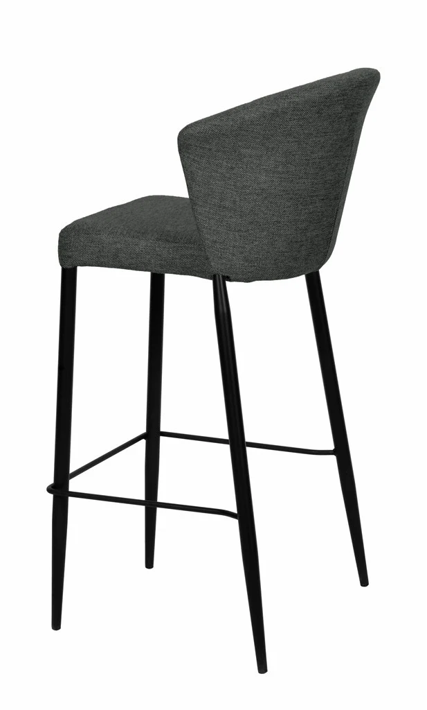Tabouret Nils tissu prémium et métal noir hauteur 75 cm-empilable