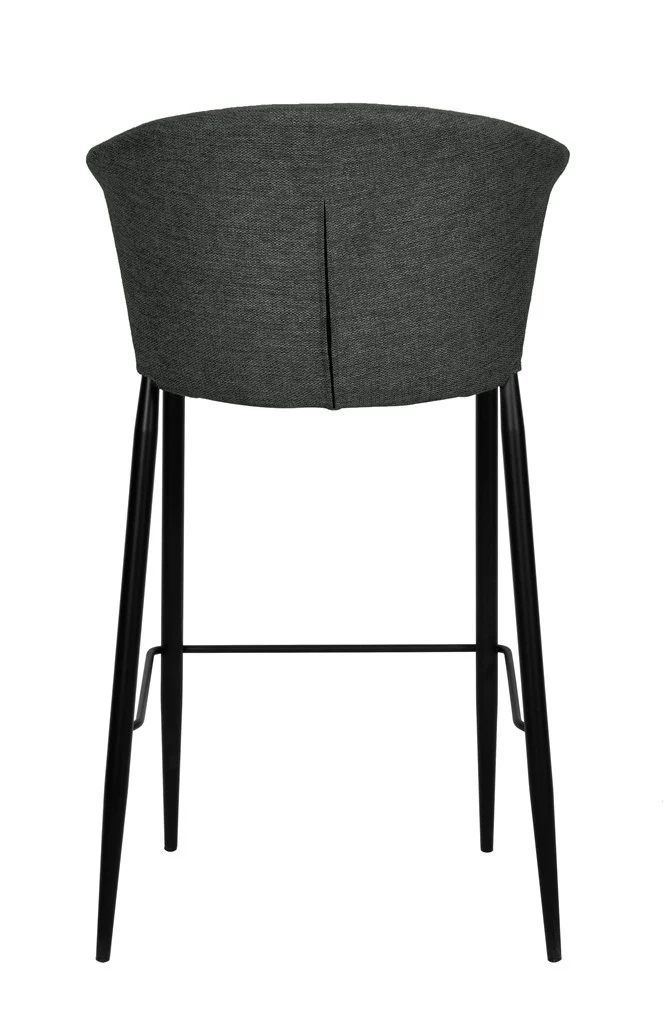 Tabouret Nils tissu prémium et métal noir hauteur 75 cm-empilable