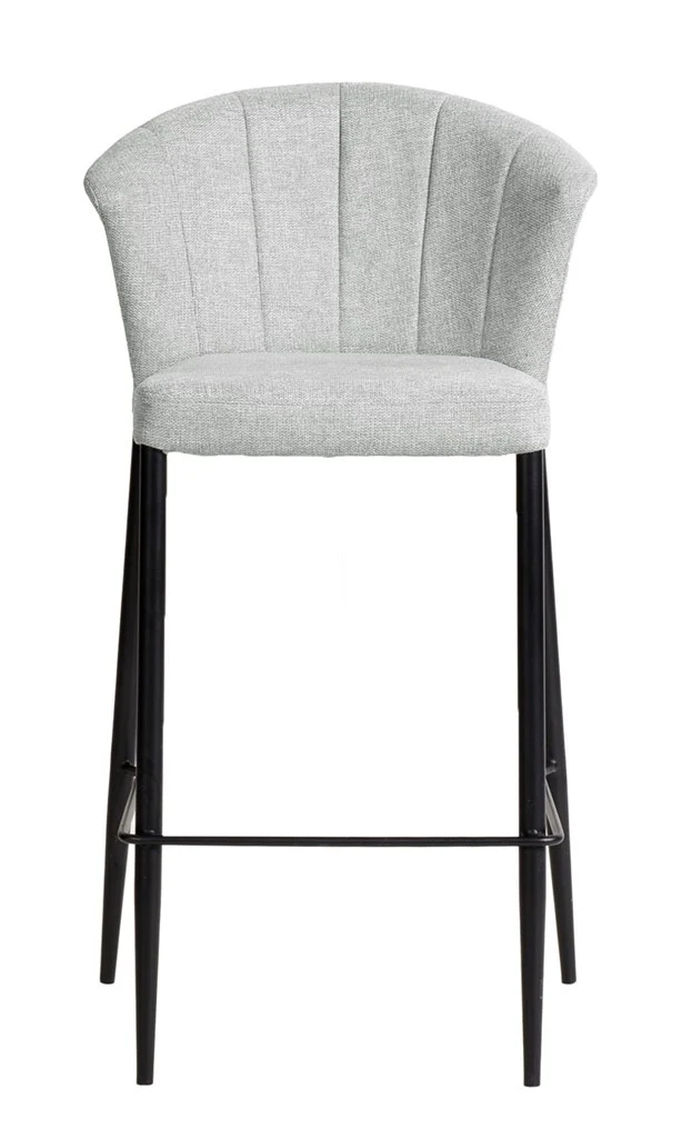 Tabouret Nils tissu prémium et métal noir hauteur 75 cm-empilable