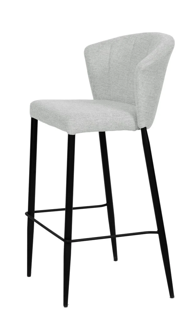 Tabouret Nils tissu prémium et métal noir hauteur 75 cm-empilable