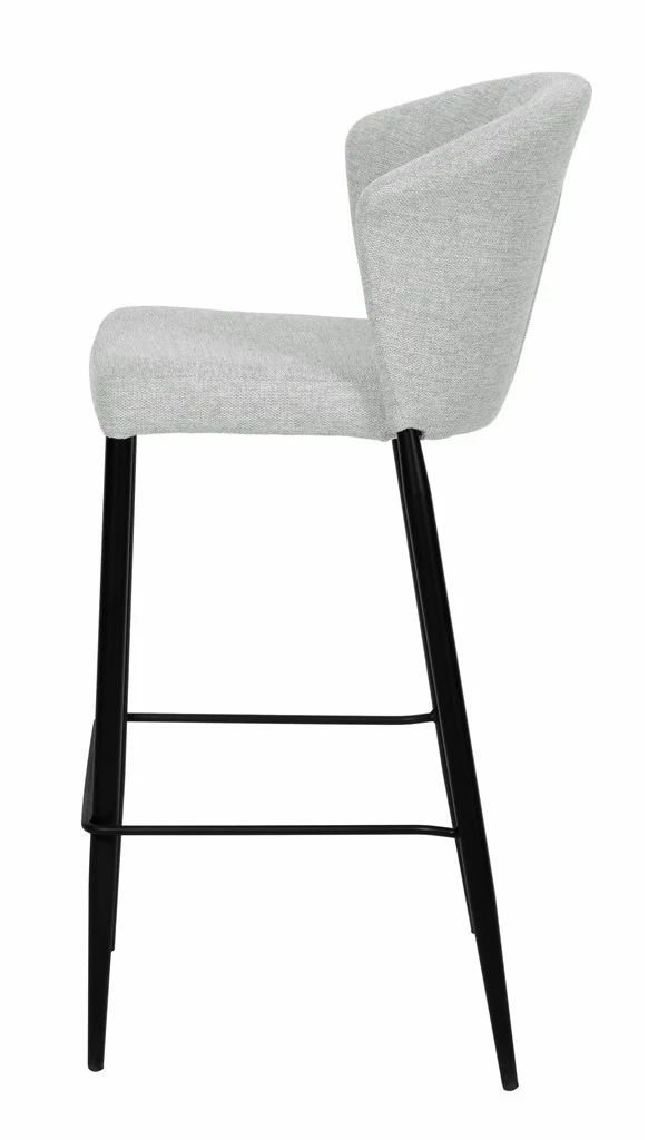 Tabouret Nils tissu prémium et métal noir hauteur 75 cm-empilable