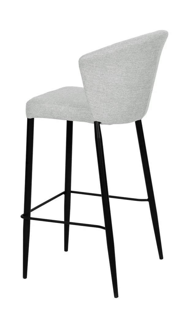 Tabouret Nils tissu prémium et métal noir hauteur 75 cm-empilable