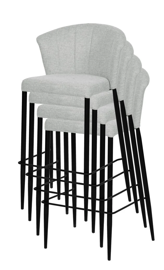 Tabouret Nils tissu prémium et métal noir hauteur 75 cm-empilable