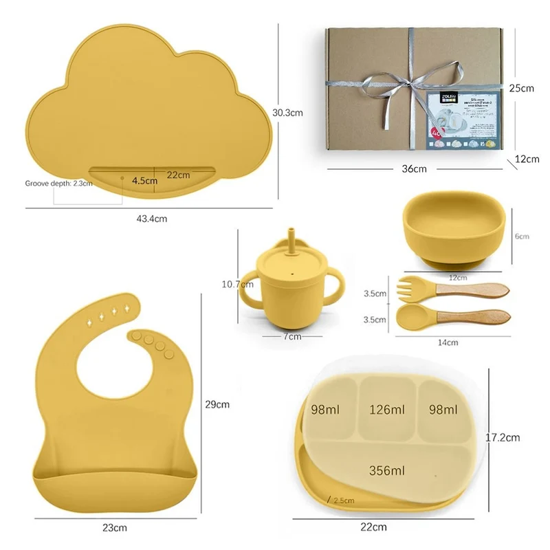 Set 7 pcs vaisselle en silicone pour enfant - OCTOBER