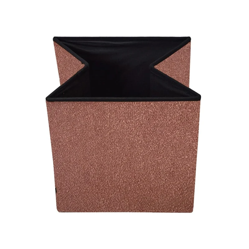 Pouf coffret de rangement pliable tissu bouclette, 38x38xH38cm - YANE