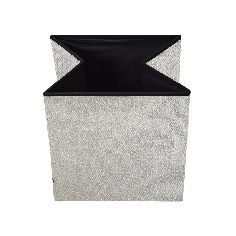 Pouf coffret de rangement pliable tissu bouclette, 38x38xH38cm - YANE