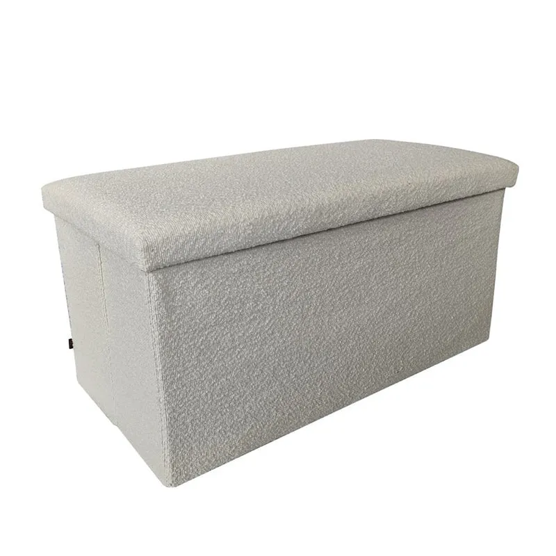 Pouf coffret de rangement pliable tissu bouclette, 38x38xH38cm - YANE