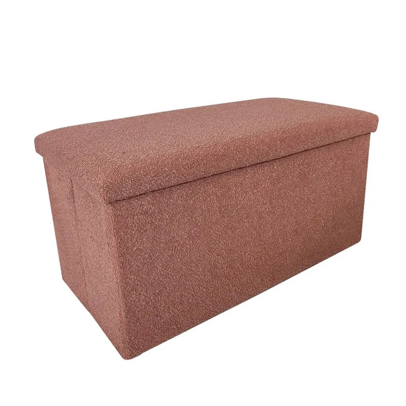 Pouf coffret de rangement pliable tissu bouclette, 38x38xH38cm - YANE
