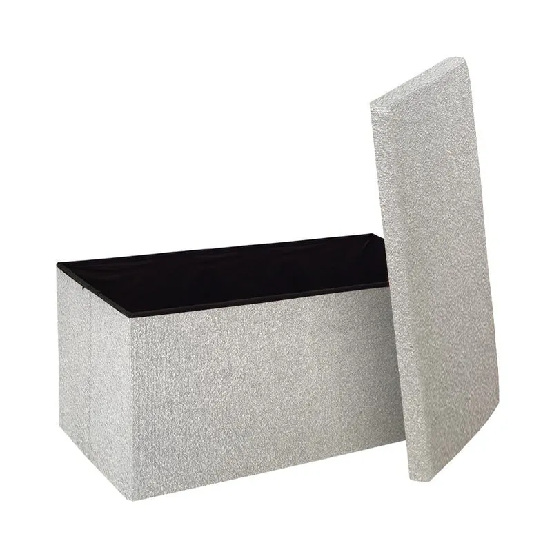Pouf coffret de rangement pliable tissu bouclette, 38x38xH38cm - YANE