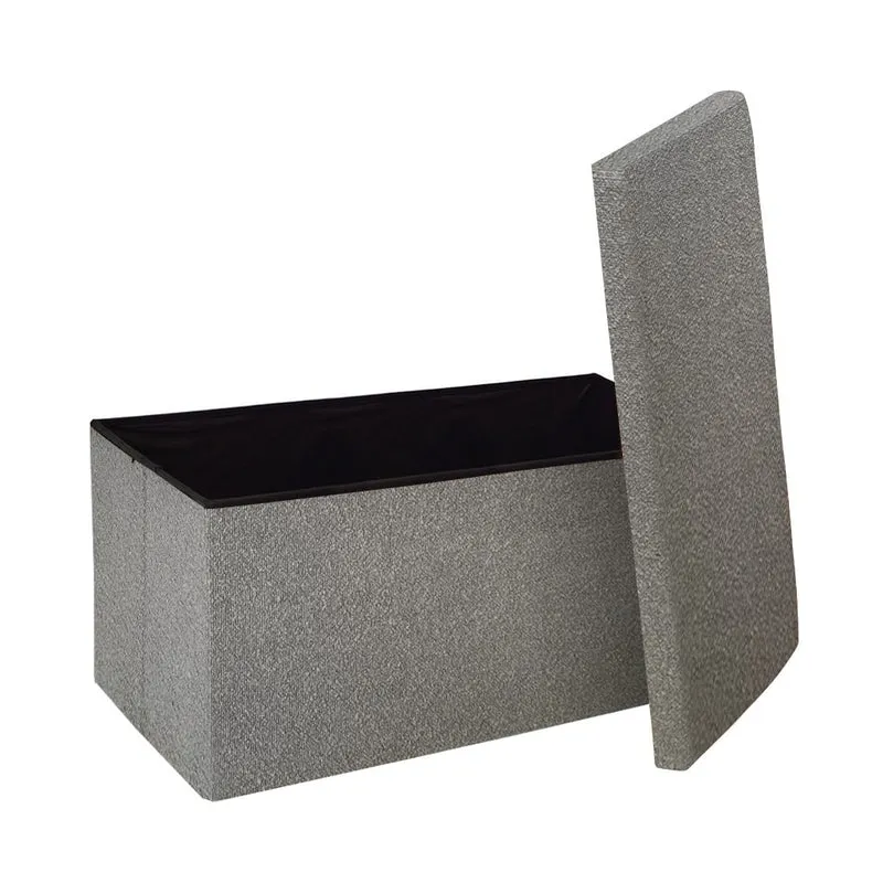 Pouf coffret de rangement pliable tissu bouclette, 38x38xH38cm - YANE