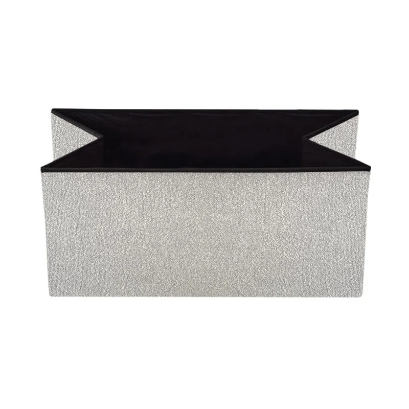 Pouf coffret de rangement pliable tissu bouclette, 38x38xH38cm - YANE