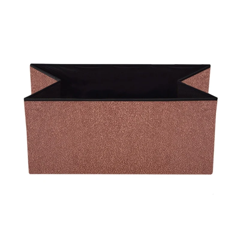 Pouf coffret de rangement pliable tissu bouclette, 38x38xH38cm - YANE