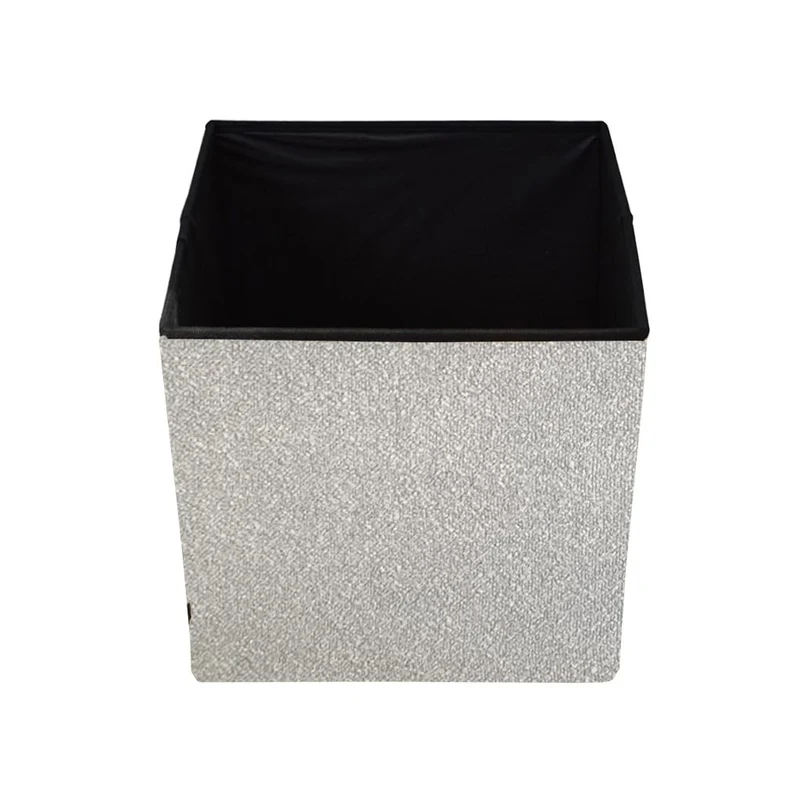 Pouf coffret de rangement pliable tissu bouclette, 38x38xH38cm - YANE