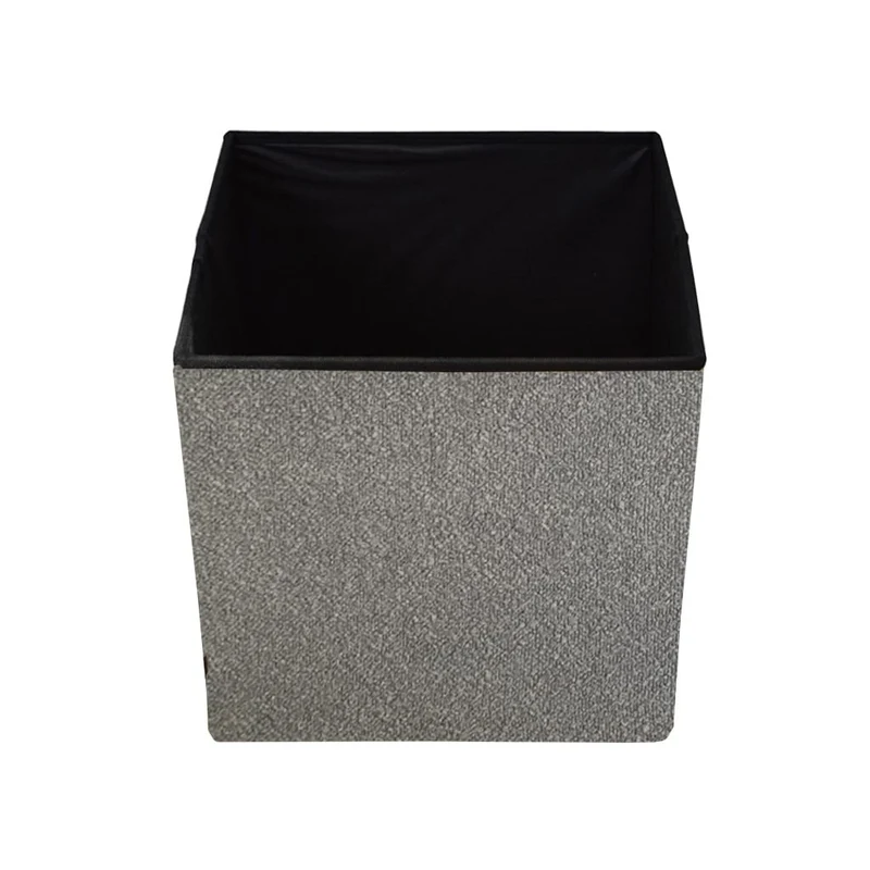 Pouf coffret de rangement pliable tissu bouclette, 38x38xH38cm - YANE