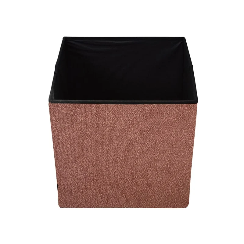 Pouf coffret de rangement pliable tissu bouclette, 38x38xH38cm - YANE