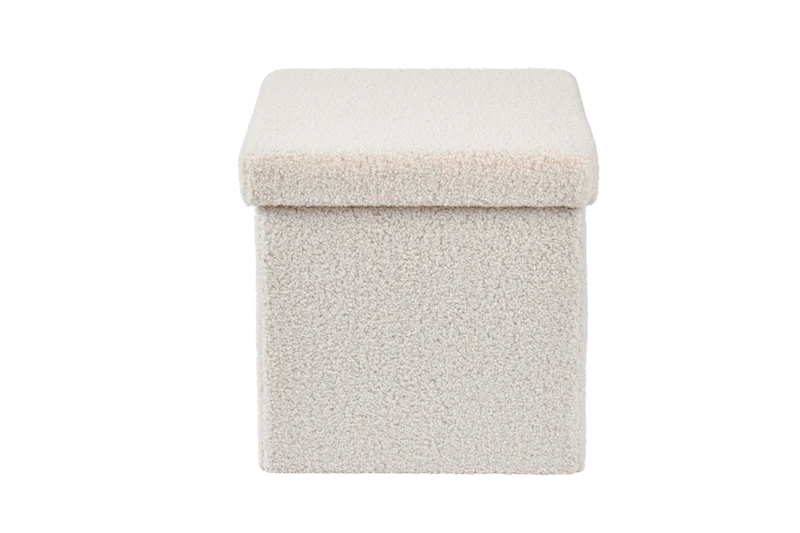 Pouf coffret de rangement pliable tissu bouclette, 38x38xH38cm - YANE