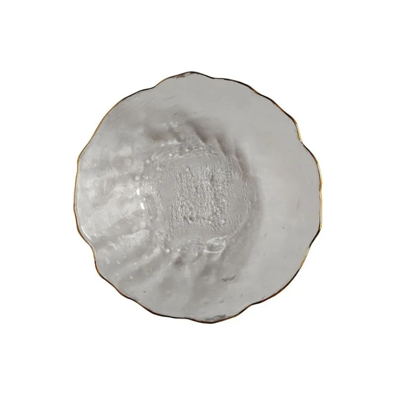 Assiette creuse en verre contour dore, D14xH3,5cm