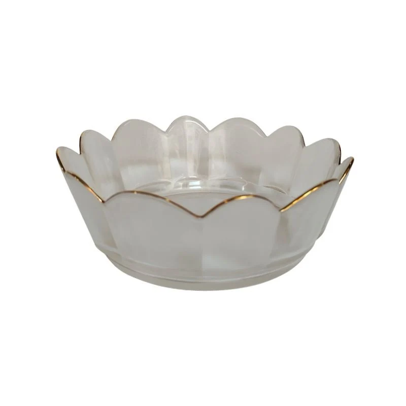 Saladier en verre contour dore, D21xH5cm