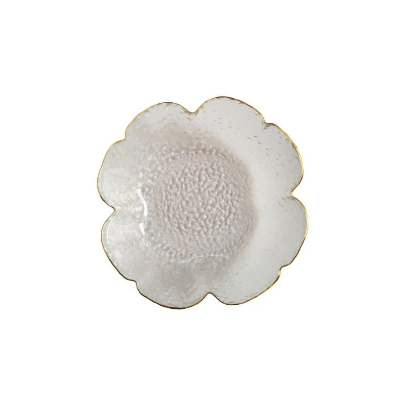 Saladier en verre contour dore, D14xH3cm