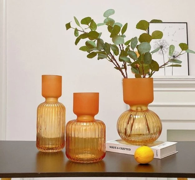 Vase en verre ambre, D14xH25cm - KARA