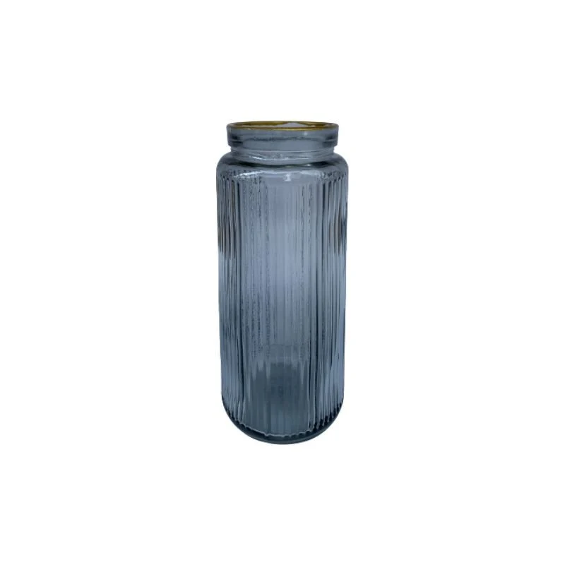 Vase en verre gris contour doré, D7,5xH25cm - LOUISA