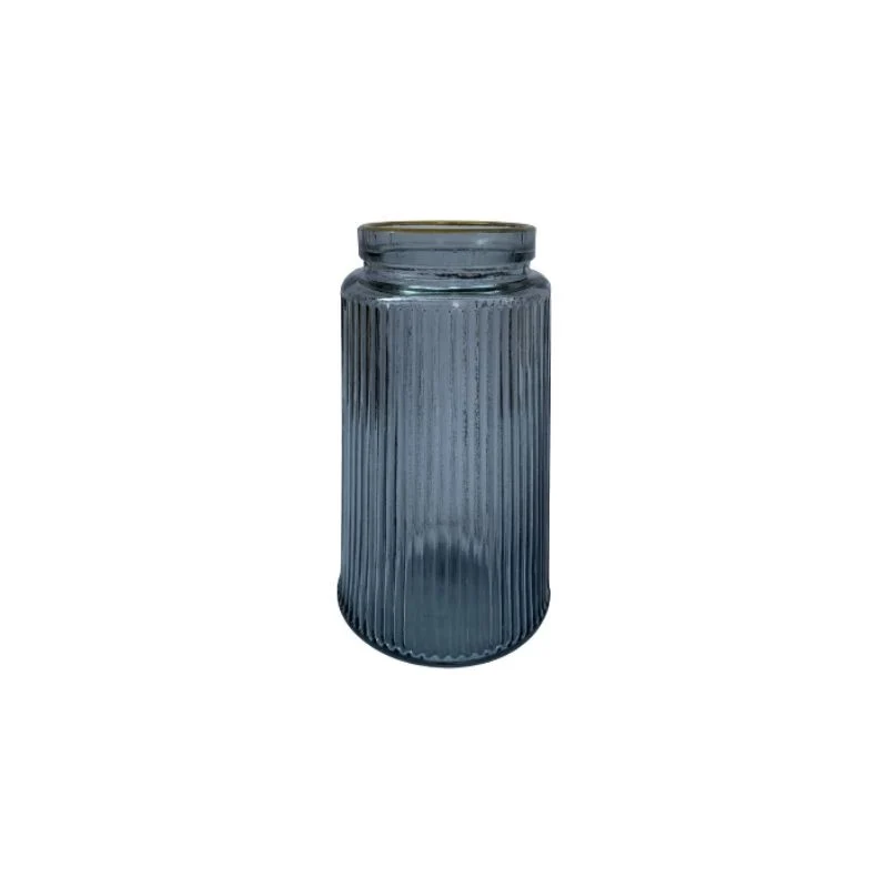 Vase en verre gris contour doré, D7,5xH20cm - LOUISA