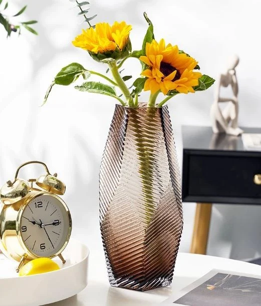 Vase en verre marron, D8xH29CM