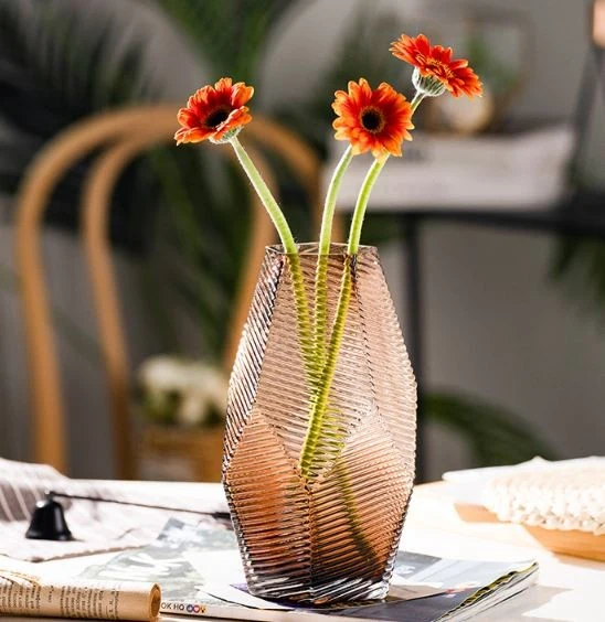 Vase en verre marron, D7xH23CM