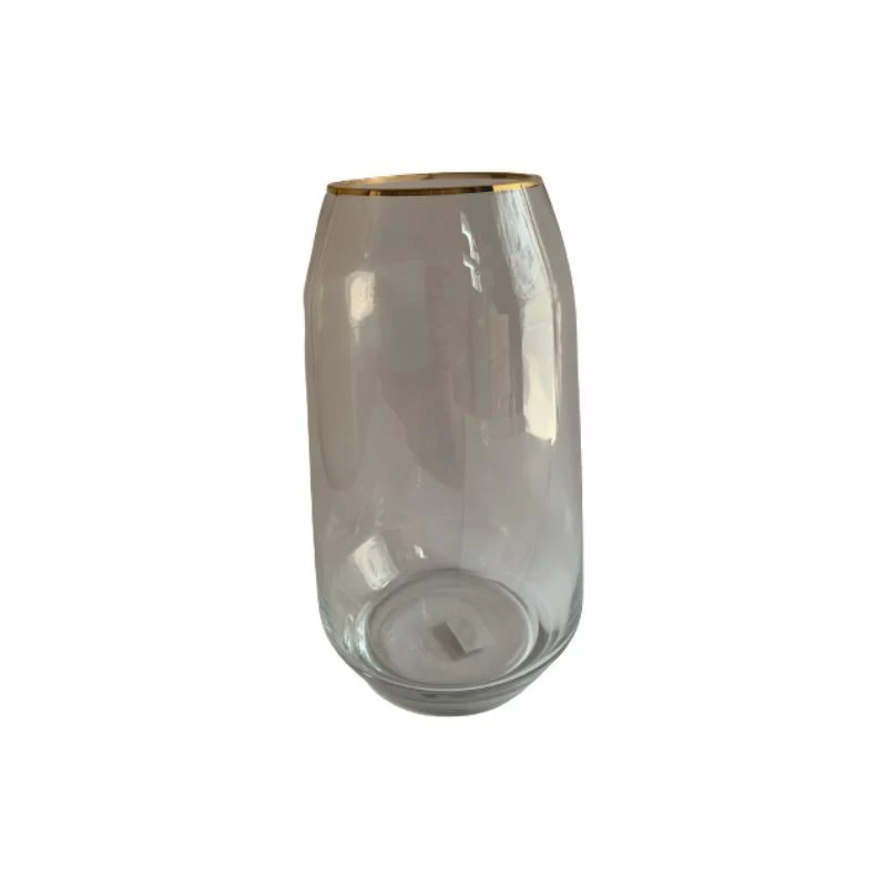 Vase en verre transparent avec bordure doré, D14xH28CM - OXY