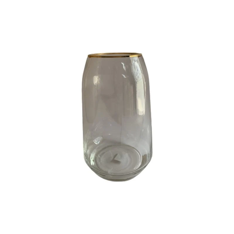 Vase en verre transparent avec bordure doré, D13xH23CM - OXY