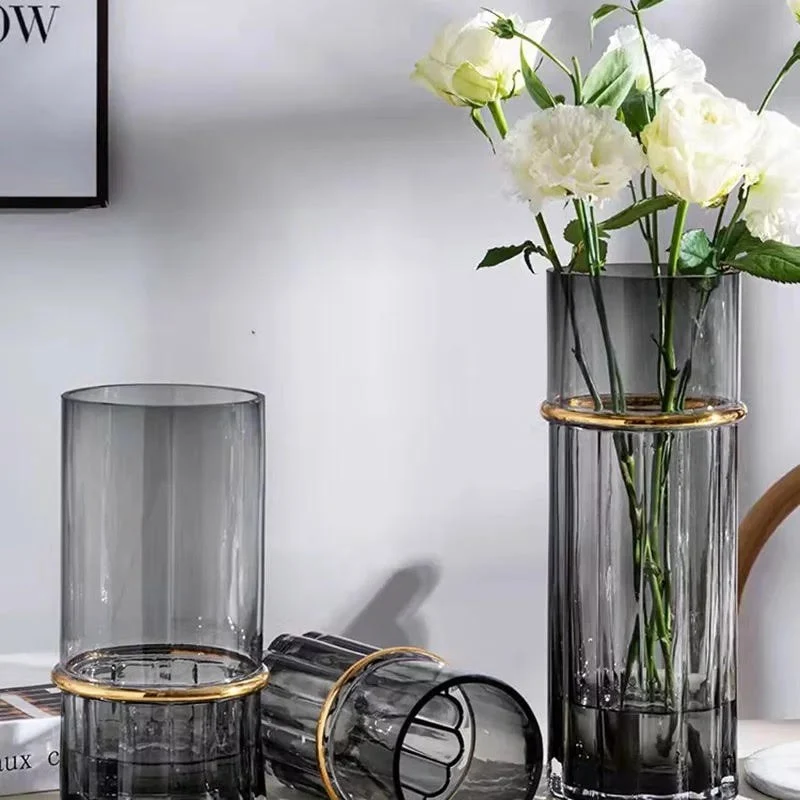 Vase en verre gris, D12xH30CM - JANE