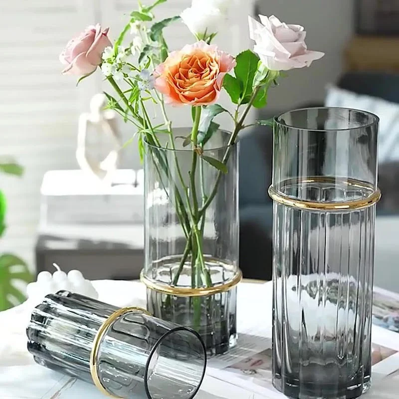 Vase en verre gris, D12xH25CM - JANE