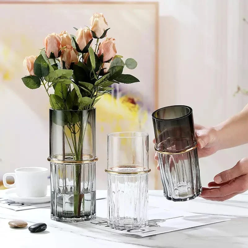 Vase en verre gris, D10xH20CM - JANE