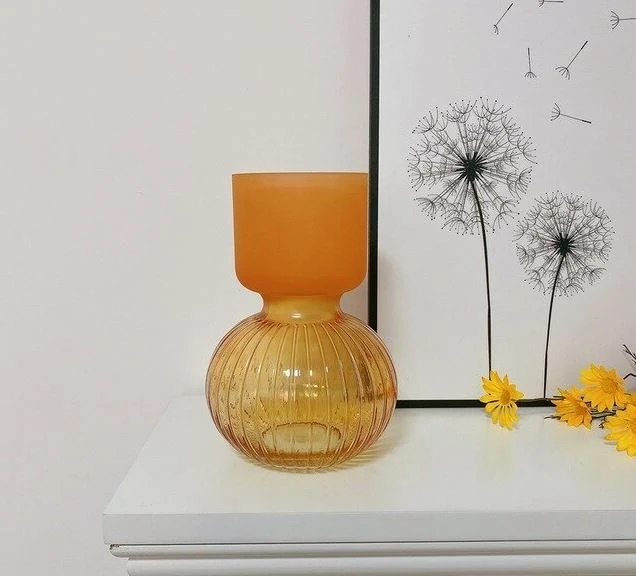 Vase en verre ambre, D18xH26CM - KARA
