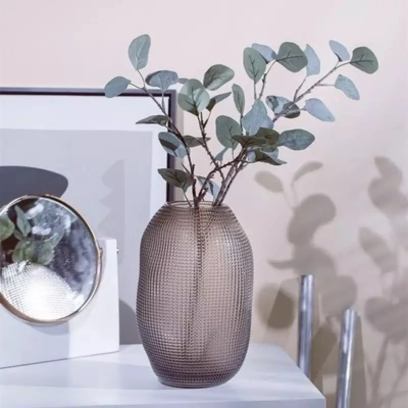 Vase en verre marron, D16xH30CM - IKA