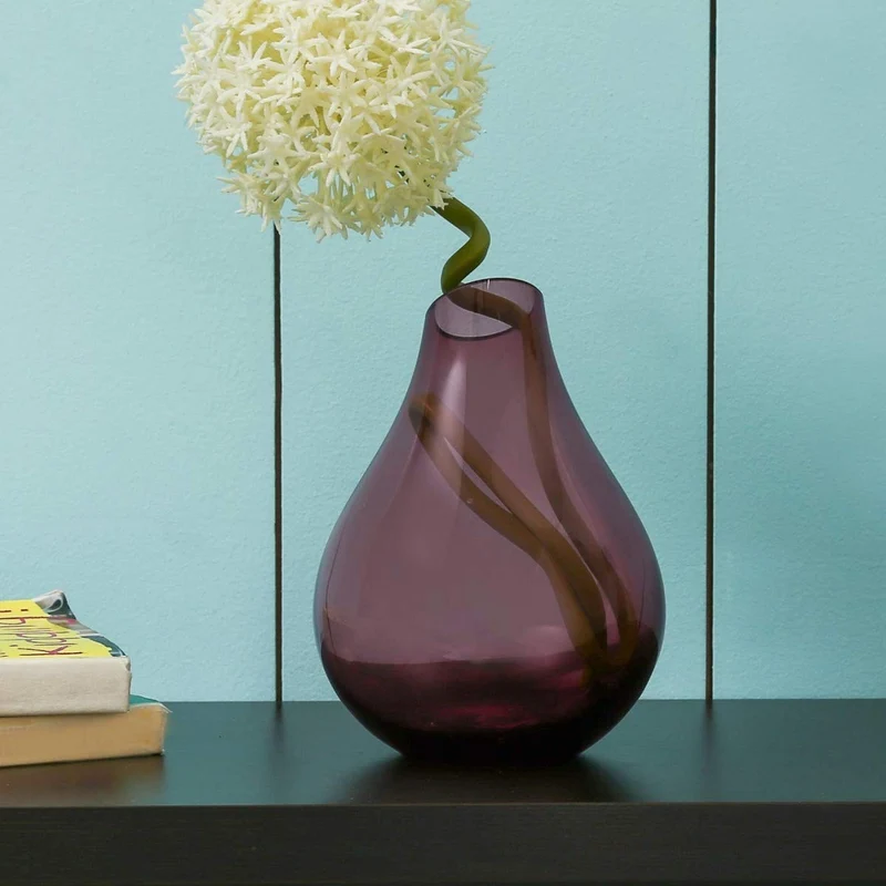 Vase en verre mauve, D12xH17CM