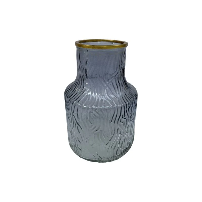 Vase en verre avec bordure doré, D13xH21CM - LIVIO