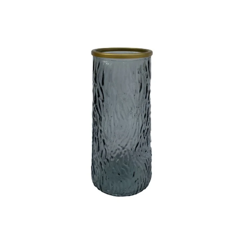 Vase en verre avec bordure doré, D6,5xH21CM - LIA